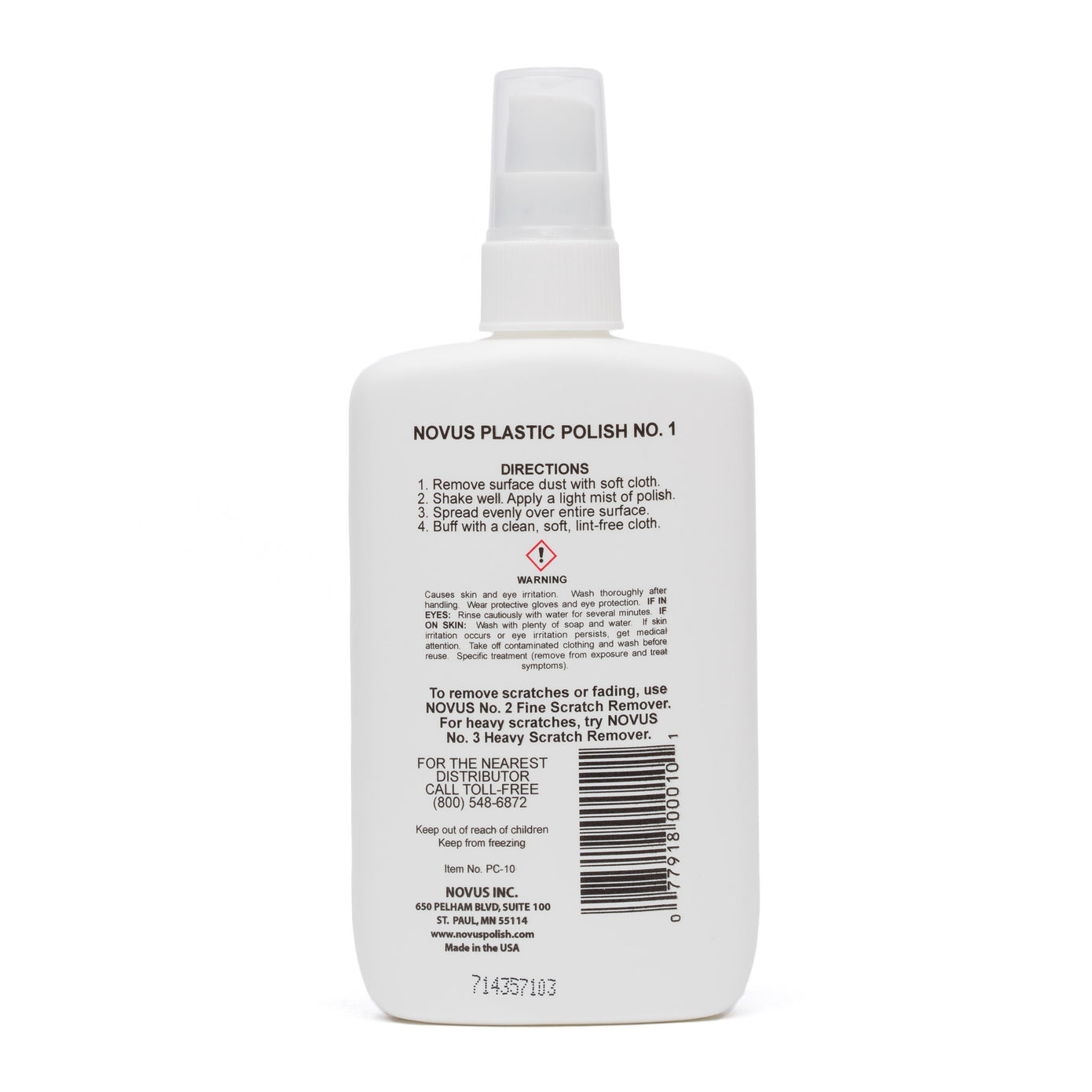NOVUS1-8 - Novus #1 plastic cleaner is specially formulated to gently clean  all plastics.